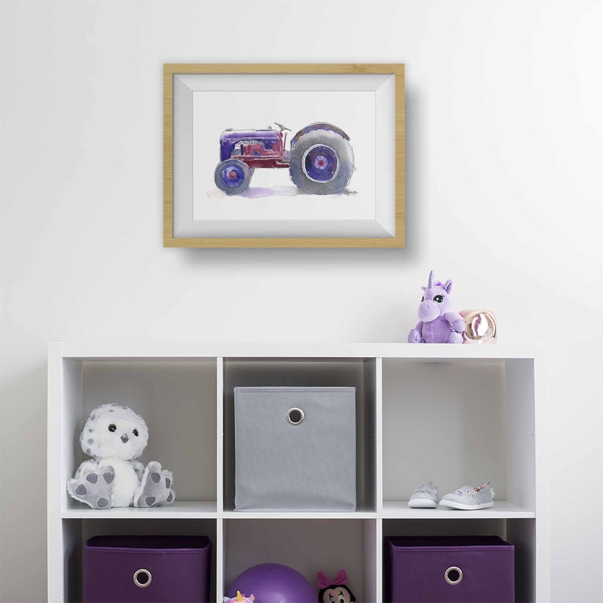 Deep Purple Tractor Print on White