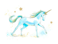 Thumbnail for teal blue unicorn wall art for girls rooms