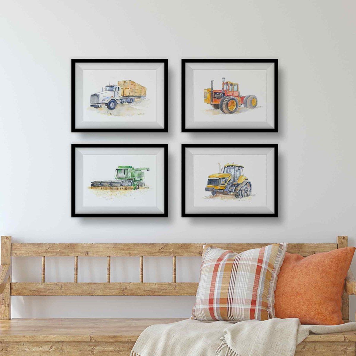 red tractor painting