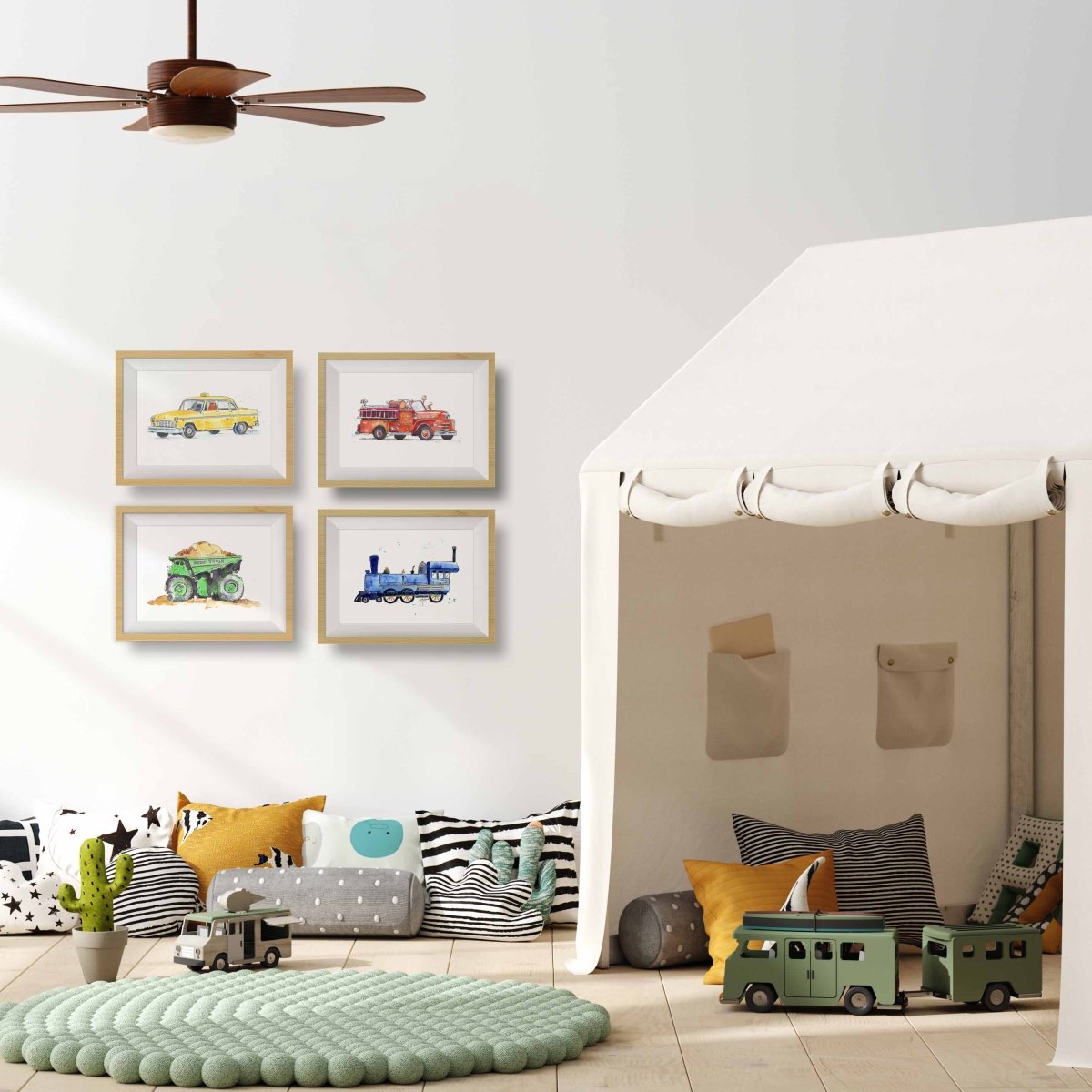 vintage taxi artwork for kids rooms